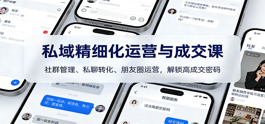 私域精细化运营与成交课：社群管理、私聊转化、朋友圈运营，解锁高成交密码-极速搞钱云网创