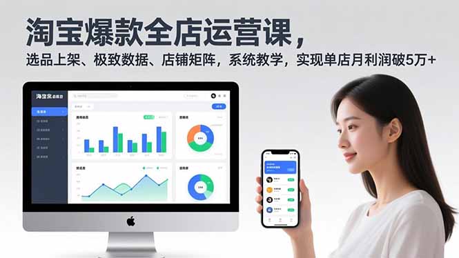 淘宝爆款全店运营课2.0，选品上架、极致数据、店铺矩阵，系统教学，实现单店月利润破5万+-极速搞钱云网创