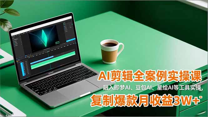 AI剪辑全案例实操课，融入即梦AI、豆包AI、星绘AI等工具实操，复制爆款月收益3W+-极速搞钱云网创