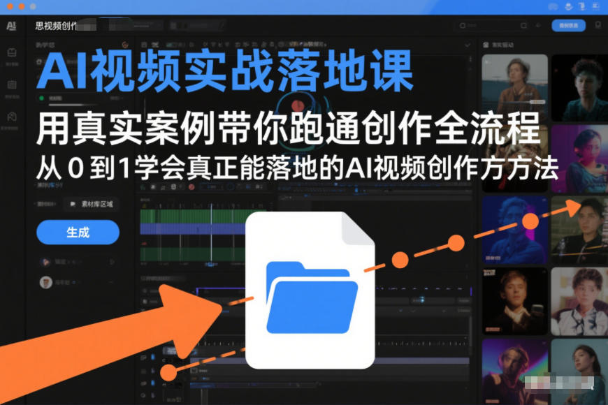 AI视频实战落地课，用真实案例带你跑通创作全流程，从0到1学会真正能落地的AI视频创作方法-极速搞钱云网创