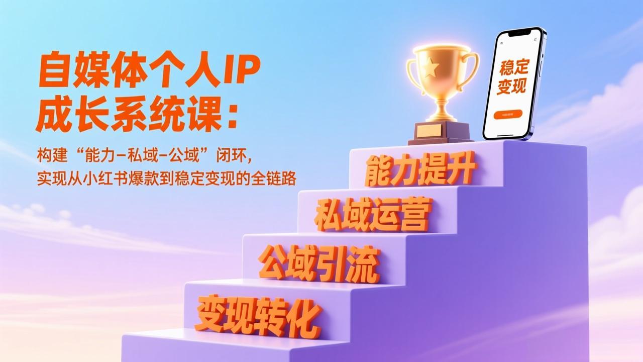 自媒体个人IP成长系统课：构建“能力-私域-公域”闭环，实现从小红书爆款到稳定变现的全链路-极速搞钱云网创