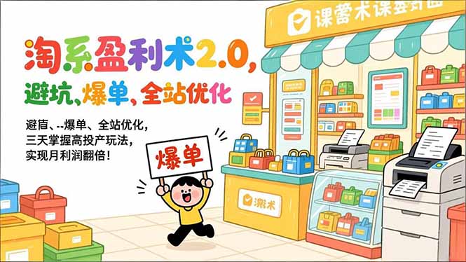 淘系盈利术2.0，避坑、爆单、全站优化，三天掌握高投产玩法，实现月利润翻倍！-极速搞钱云网创
