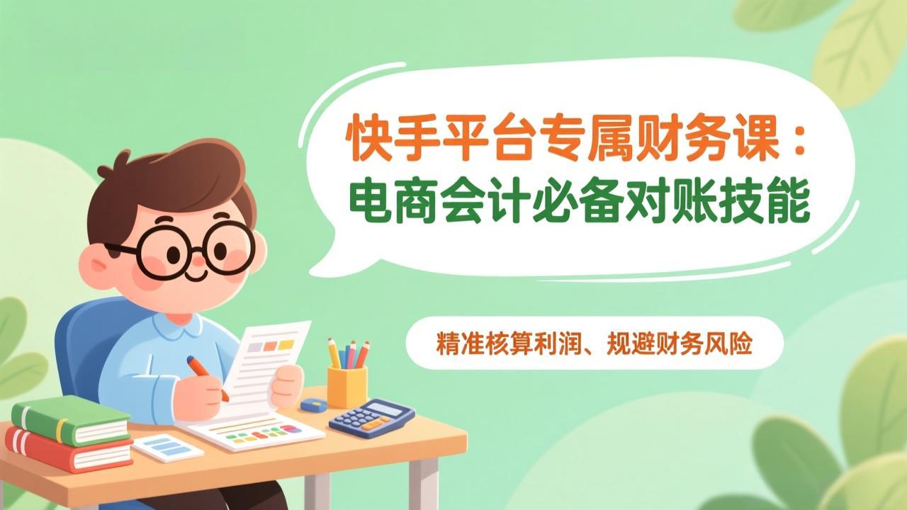 快手平台专属财务课：电商会计必备对账技能，精准核算利润、规避财务风险-极速搞钱云网创