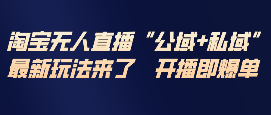 淘宝无人直播最新玩法，包含私域和公域两种玩法-极速搞钱云网创