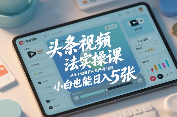 头条视频玩法实操课，从0-1全细节头条所有问题，小白也能日入5张-极速搞钱云网创