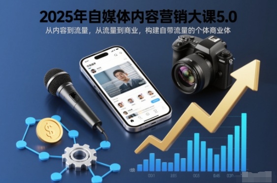 2025年自媒体内容营销大课5.0，从内容到流量，从流量到商业，构建自带流量的个体商业体-极速搞钱云网创