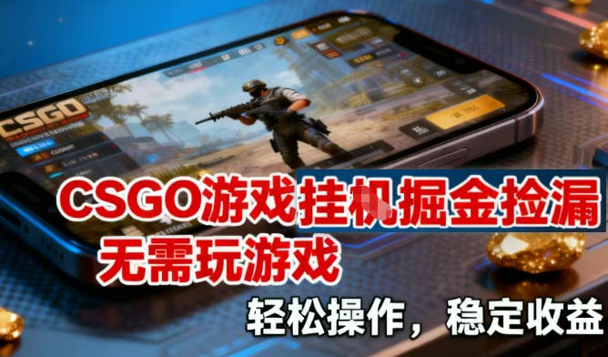 CSGO游戏挂G掘金捡漏，不需要玩游戏，操作简单，收益稳定【揭秘】-极速搞钱云网创