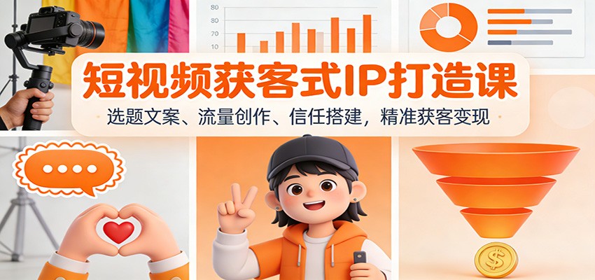 短视频获客式IP打造课：选题文案、流量创作、信任搭建，精准获客变现-极速搞钱云网创