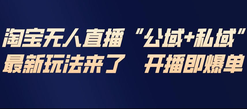 淘宝无人直播完整教程，公试+私域，最新玩法来了，开播即爆单-极速搞钱云网创