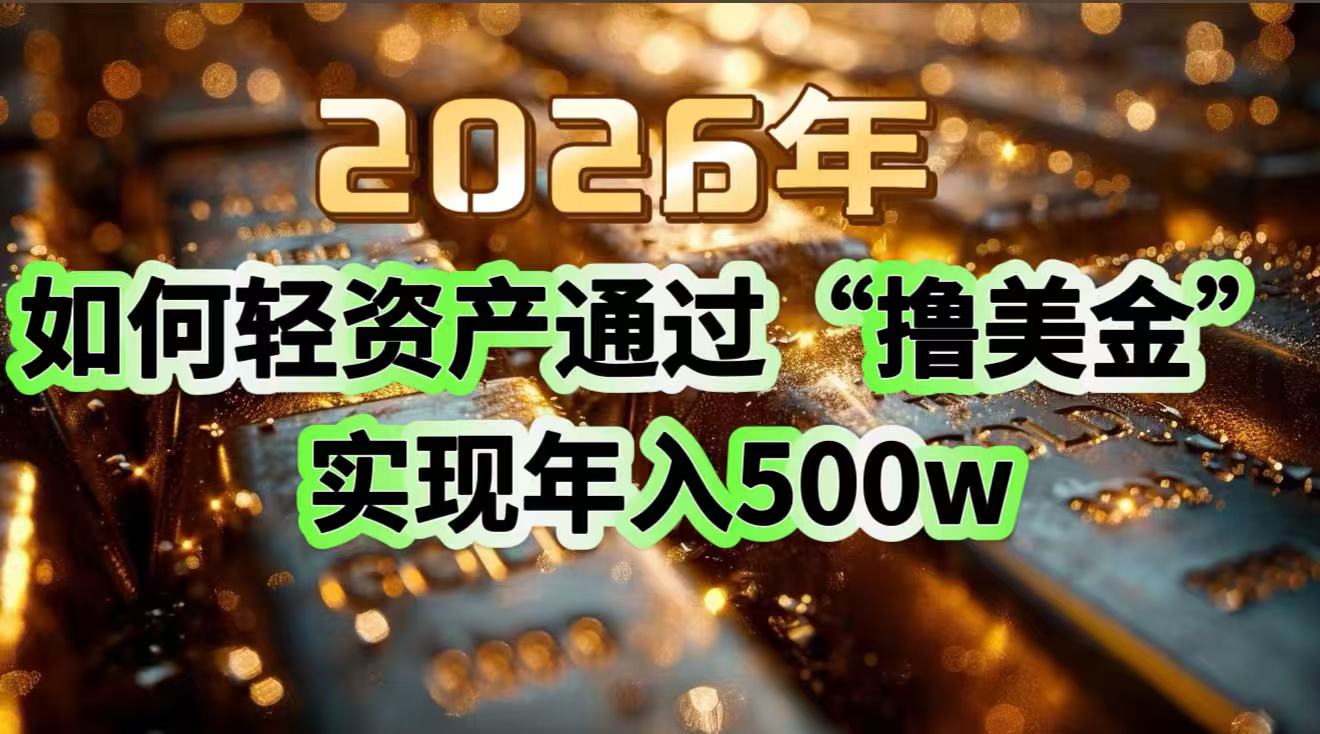 2026年如何轻资产通过“撸美金”实现年入500w-极速搞钱云网创
