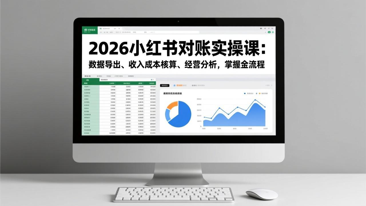 2026小红书对账实操课：数据导出、收入成本核算、经营分析，掌握全流程-极速搞钱云网创
