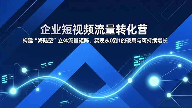 企业短视频流量转化营，构建“海陆空”立体流量矩阵，实现从0到1的破局与可持续增长-极速搞钱云网创