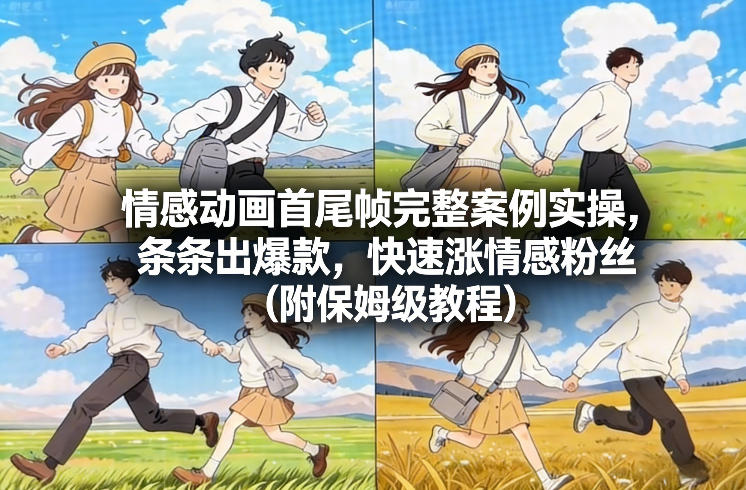 情感动画首尾帧完整案例实操，条条出爆款，快速涨情感粉丝(附保姆级教程)-极速搞钱云网创