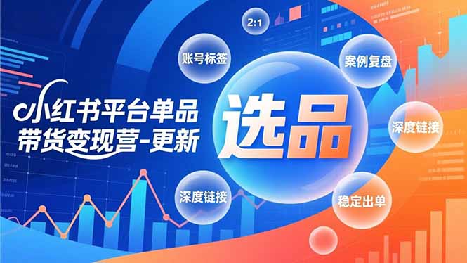 小红书平台单品带货变现营-更新，极致选品、账号标签、案例复盘，深度链接，快速启动稳定出单-极速搞钱云网创