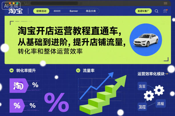 淘宝开店运营教程直通车，从基础到进阶，提升店铺流量，转化率和整体运营效率(更新26年1月)-极速搞钱云网创