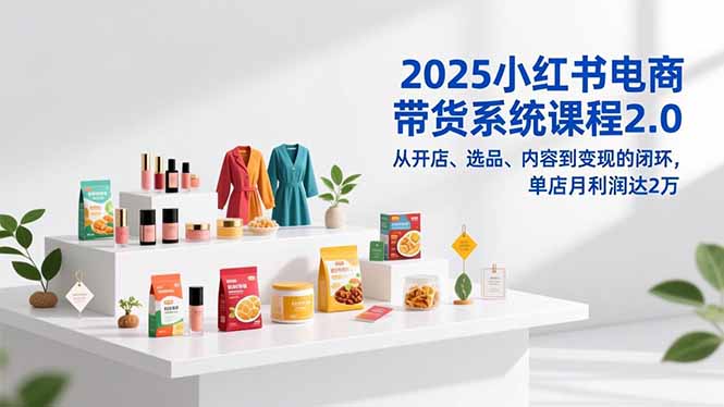 2025小红书电商带货系统课程2.0，从开店、选品、内容到变现的闭环，单店月利润达2万-极速搞钱云网创