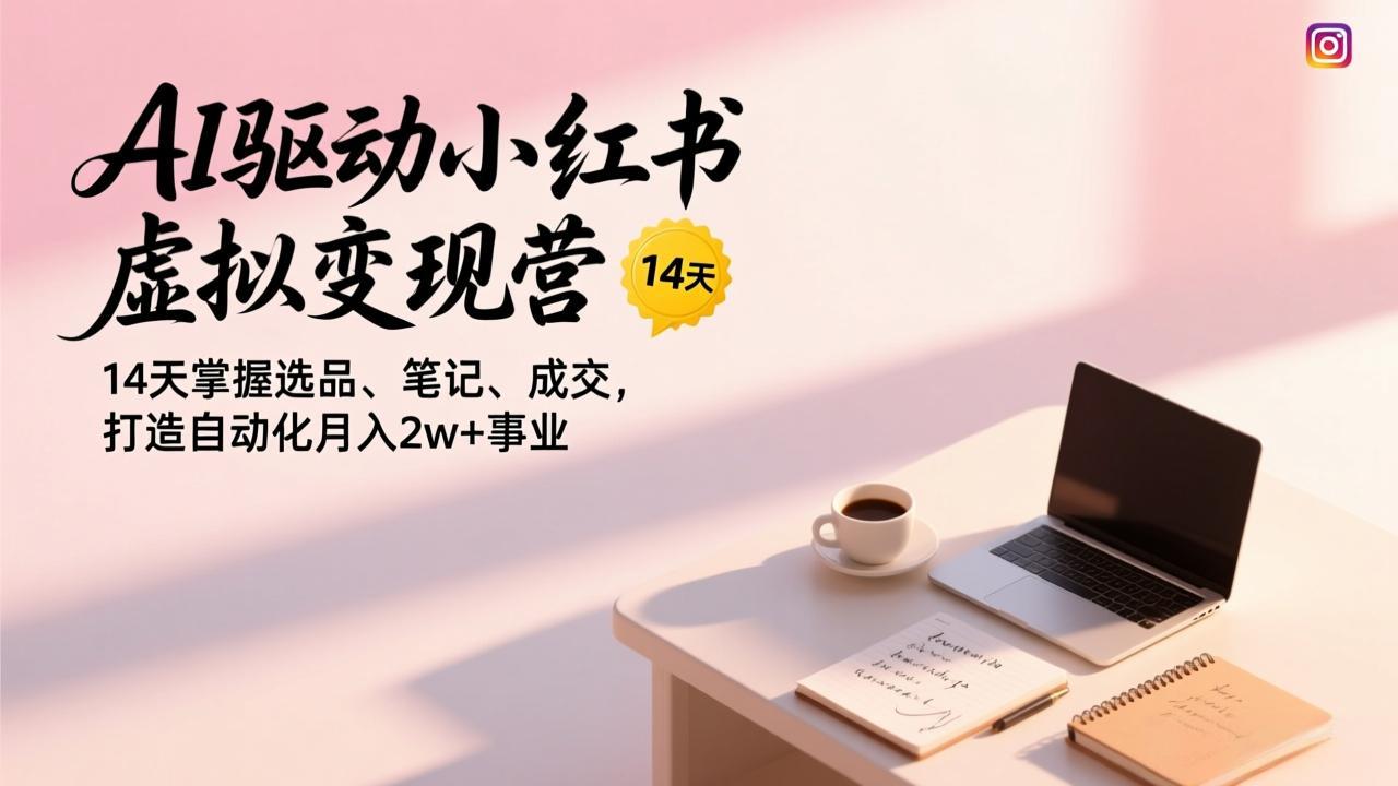 AI驱动小红书虚拟变现营，14天掌握选品、笔记、成交，打造自动化月入2w+事业-极速搞钱云网创