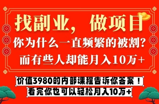 价值3980的网创内部课程，告诉你互联网创业月入10个W的秘密【揭秘】-极速搞钱云网创