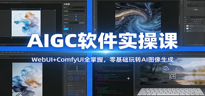 AIGC软件实操课：WebUI+ComfyUI全掌握，零基础玩转AI图像生成-极速搞钱云网创