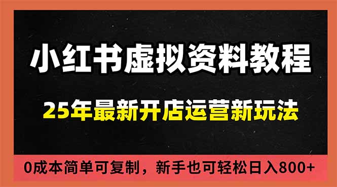 小红书虚拟资料项目：最新搜索流变现玩法，0成本简单可复制，一人多店打法，新手日入800+-极速搞钱云网创