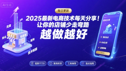 2025最新电商技术每天分享，让你的店铺少走弯路，越做越好(更新26年01月)-极速搞钱云网创