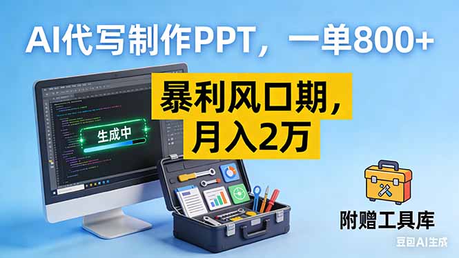 AI代写制作PPT，一单800+， 暴利风口期，月入2万【附工具】-极速搞钱云网创