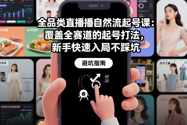 全品类直播自然流起号课：覆盖全赛道的起号打法，新手快速入局不踩坑-极速搞钱云网创