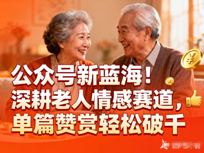 公众号新蓝海！深耕老人情感赛道，单篇赞赏轻松破1k-极速搞钱云网创