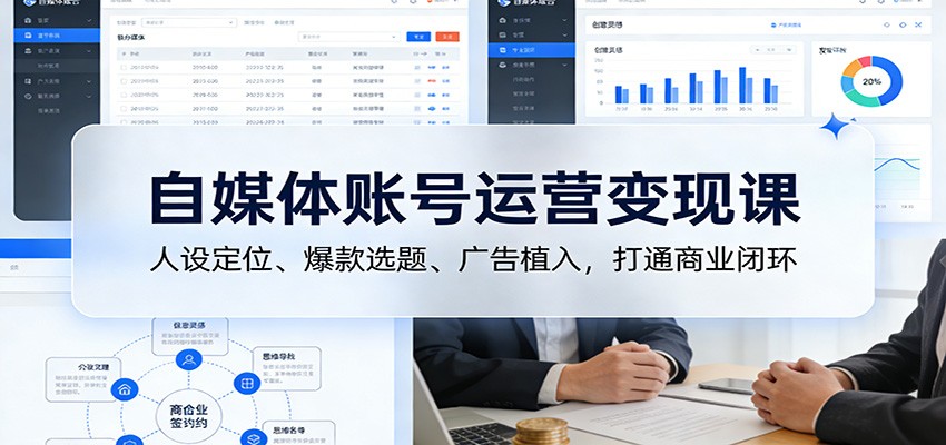 自媒体账号运营变现课：人设定位、爆款选题、广告植入，打通商业闭环-极速搞钱云网创