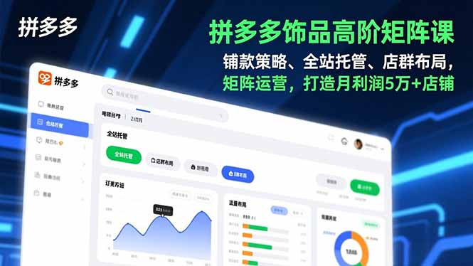 拼多多饰品高阶矩阵课，铺款策略、全站托管、店群布局，矩阵运营，打造月利润5万+店铺-极速搞钱云网创