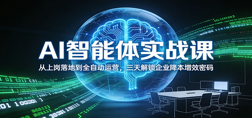 AI智能体实战课：从上岗落地到全自动运营，三天解锁企业降本增效密码-极速搞钱云网创