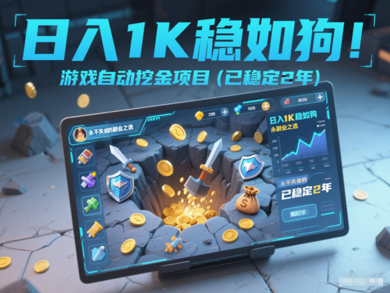 日入1K稳如狗！游戏自动挖金项目(已稳定2年)，永不失业的副业之选【揭秘】-极速搞钱云网创